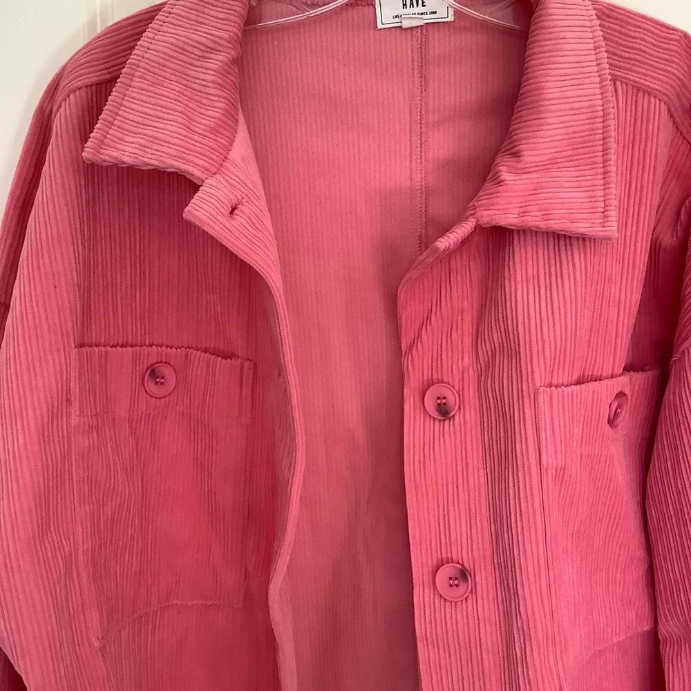 HAVE Womens Long Sleeve Ribbed Trucker Jacket Size L Shacket